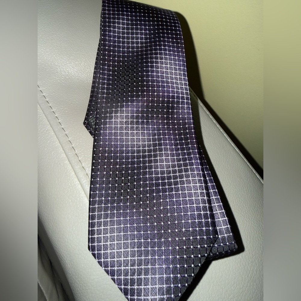 JF J.Ferrar Black and Gray Checkered Tie